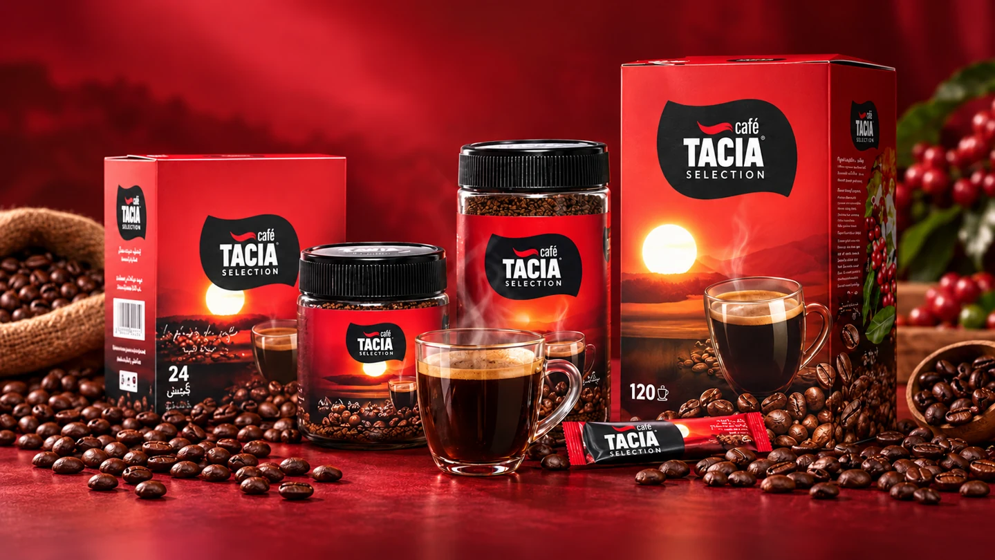 Gamme café TACIA Selection : pots et boîtes rouges